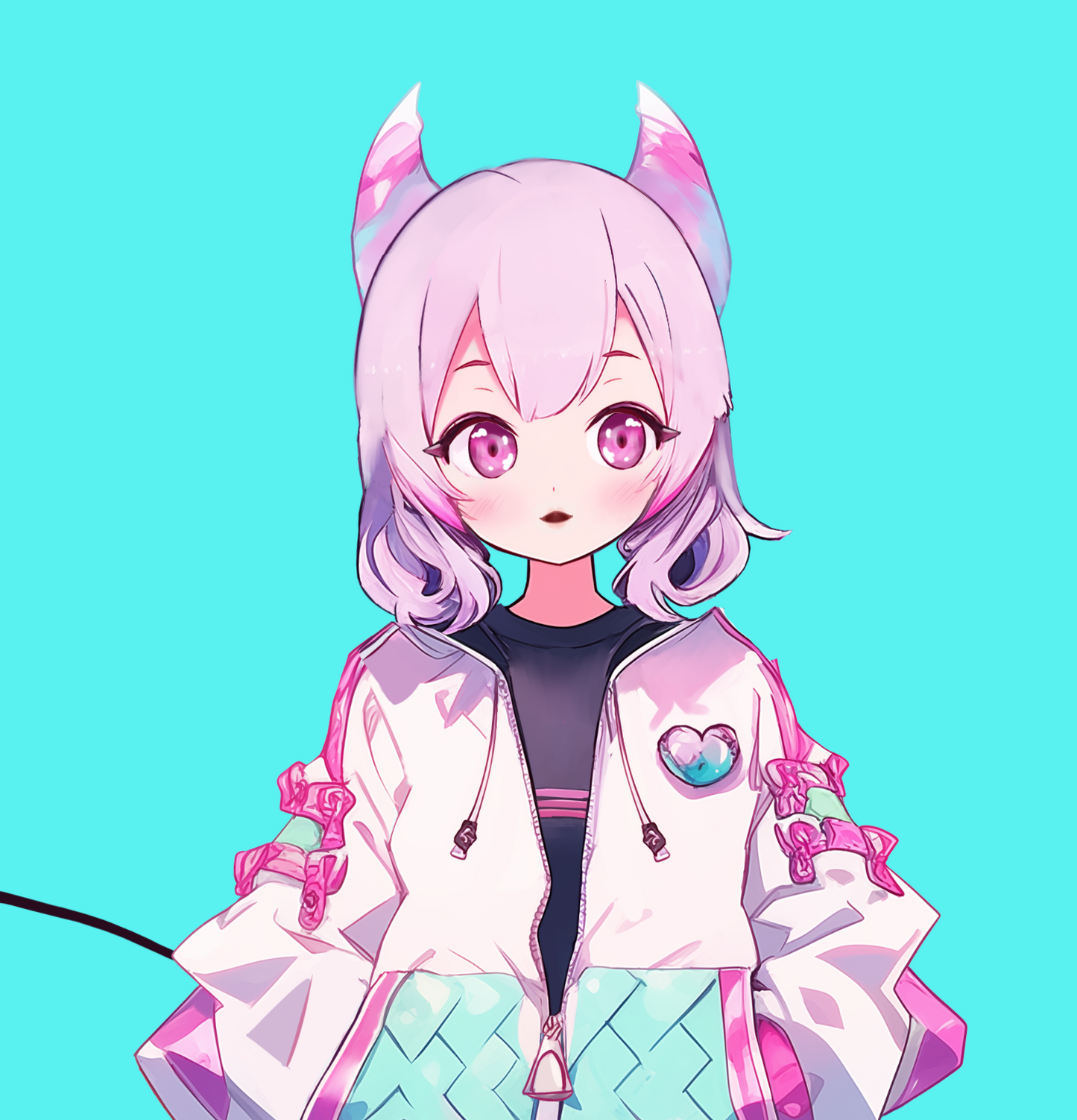 Pink Demon Girl Vtuber 2d Live2d avatar 4 Expressions 8 Free Emotes For twitch