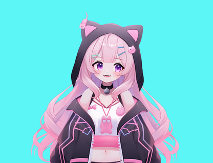 Cat Girl Vtuber Avatar 2d Live 2d with 5 Expressions Iphone Traking For twitch