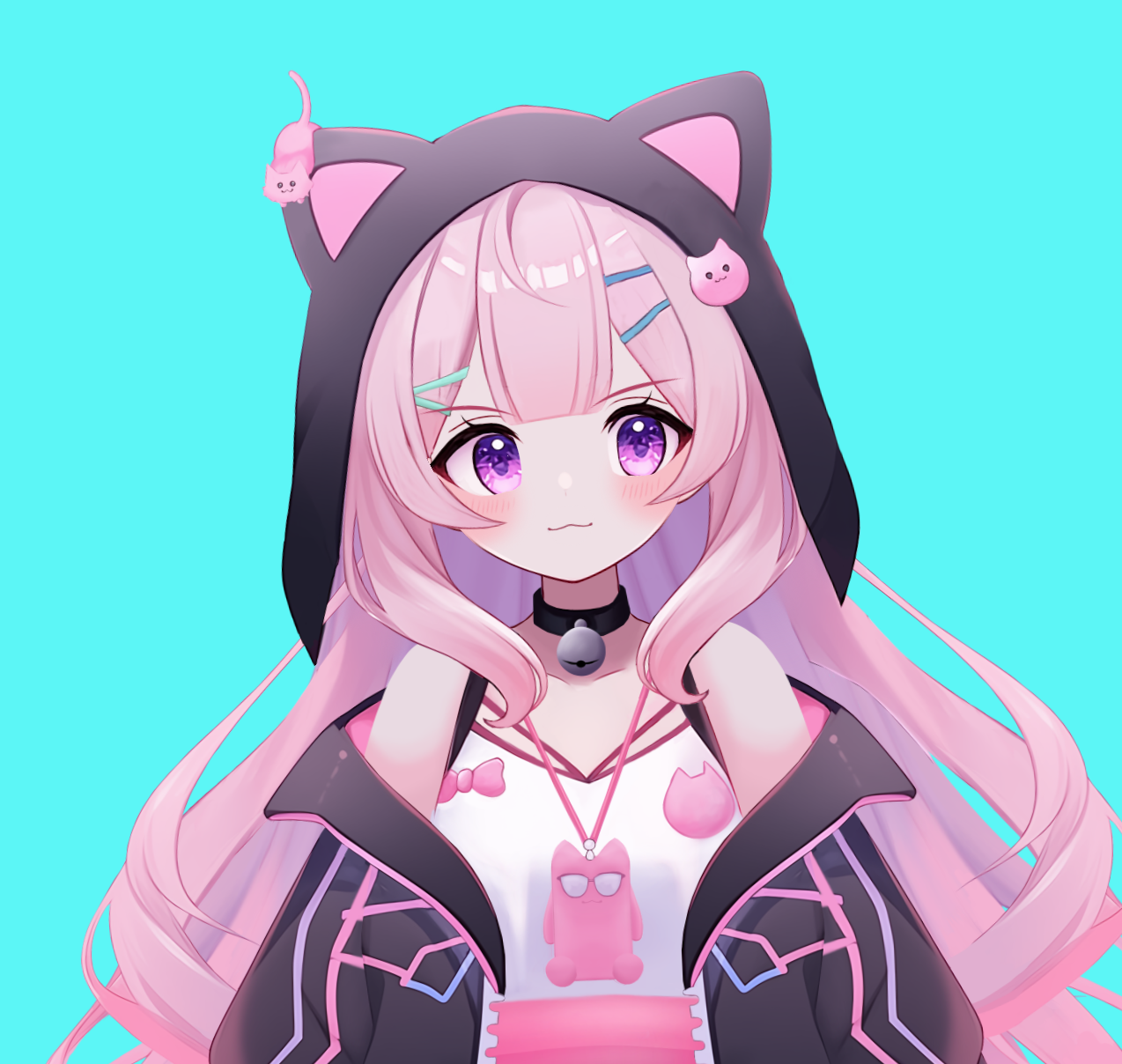 Cat Girl Vtuber Avatar 2d Live 2d with 5 Expressions Iphone Traking For twitch