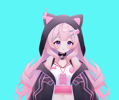 Cat Girl Vtuber Avatar 2d Live 2d with 5 Expressions Iphone Traking For twitch