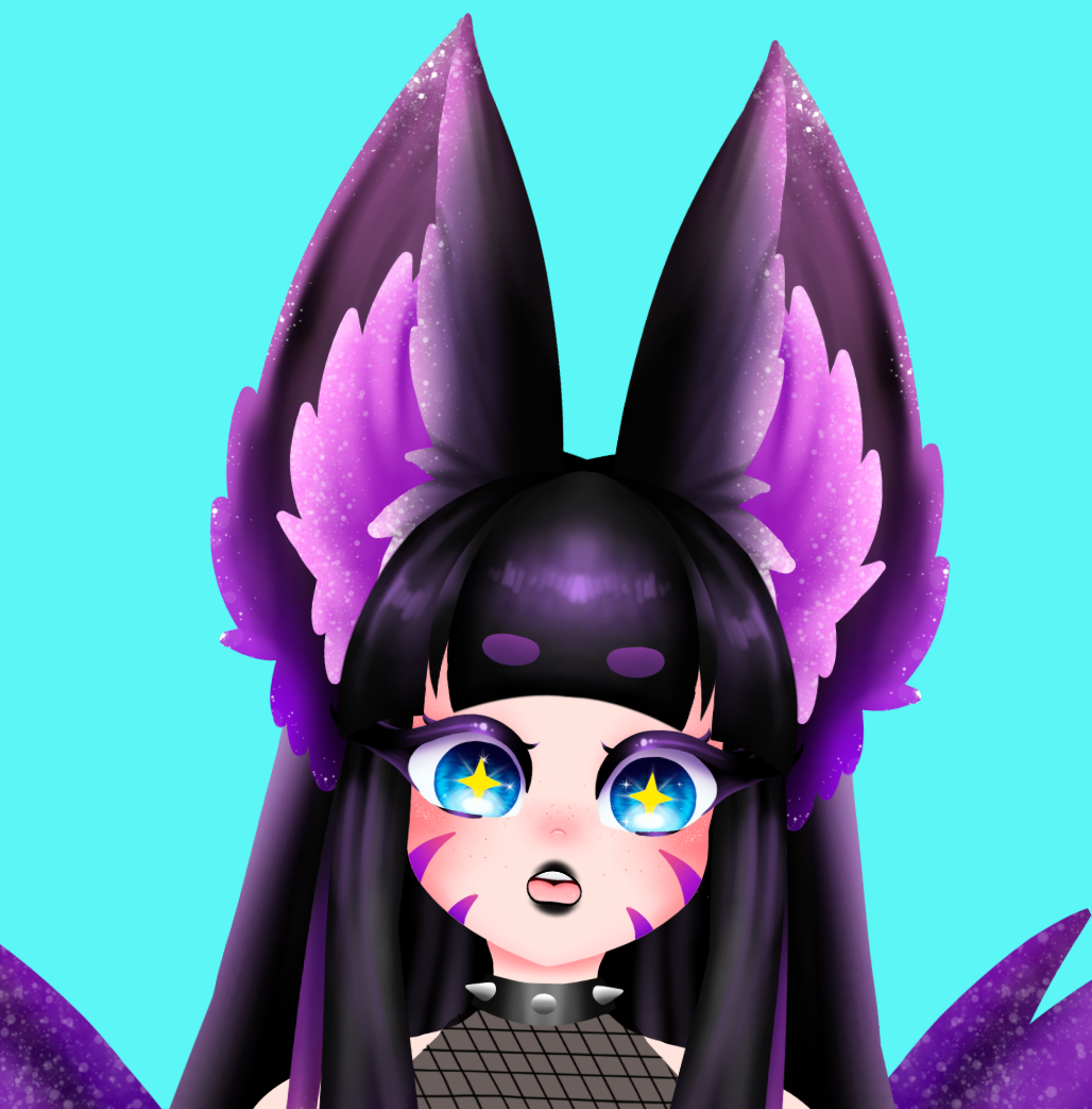 Kitsune Vtuber avatar 2d vtuber purple cat girl