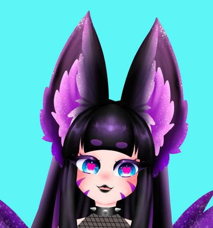 Kitsune Vtuber avatar 2d vtuber purple cat girl