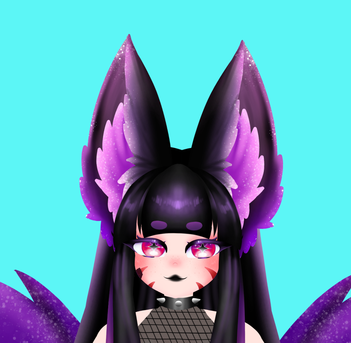 Kitsune Vtuber avatar 2d vtuber purple cat girl