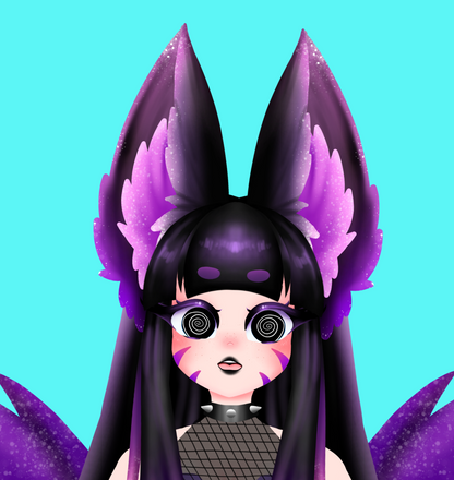 Kitsune Vtuber avatar 2d vtuber purple cat girl