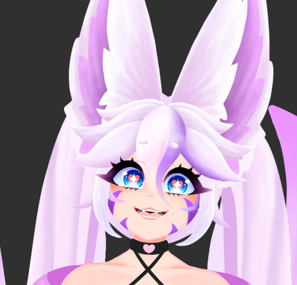 Kitsune Vtuber avatar 2d with Dragon Pet vtuber purple cat girl