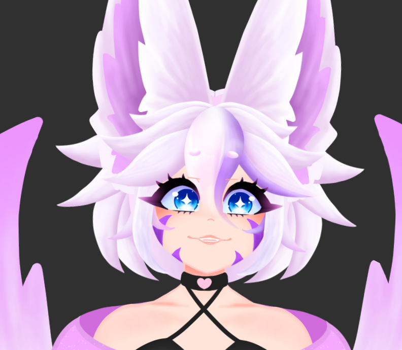 Kitsune Vtuber avatar 2d with Dragon Pet vtuber purple cat girl