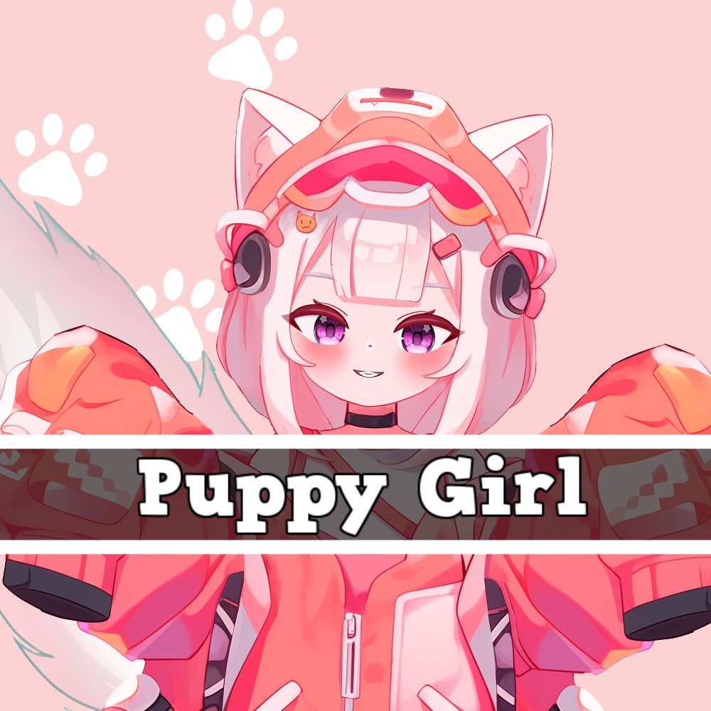 Puppy Girl Vtuber Avatar 2d Live 2d with 5 Expressions Iphone Traking For twitch