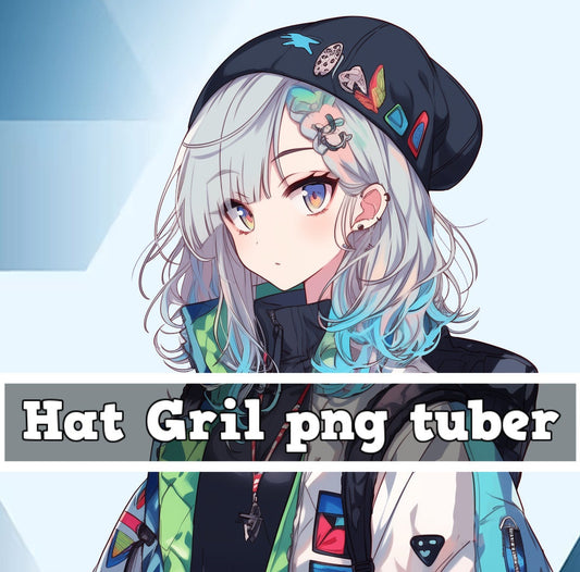 PngVtuber Avatar vtuber girl cheap white hair girl cute cool Bajos recursos  For twitch