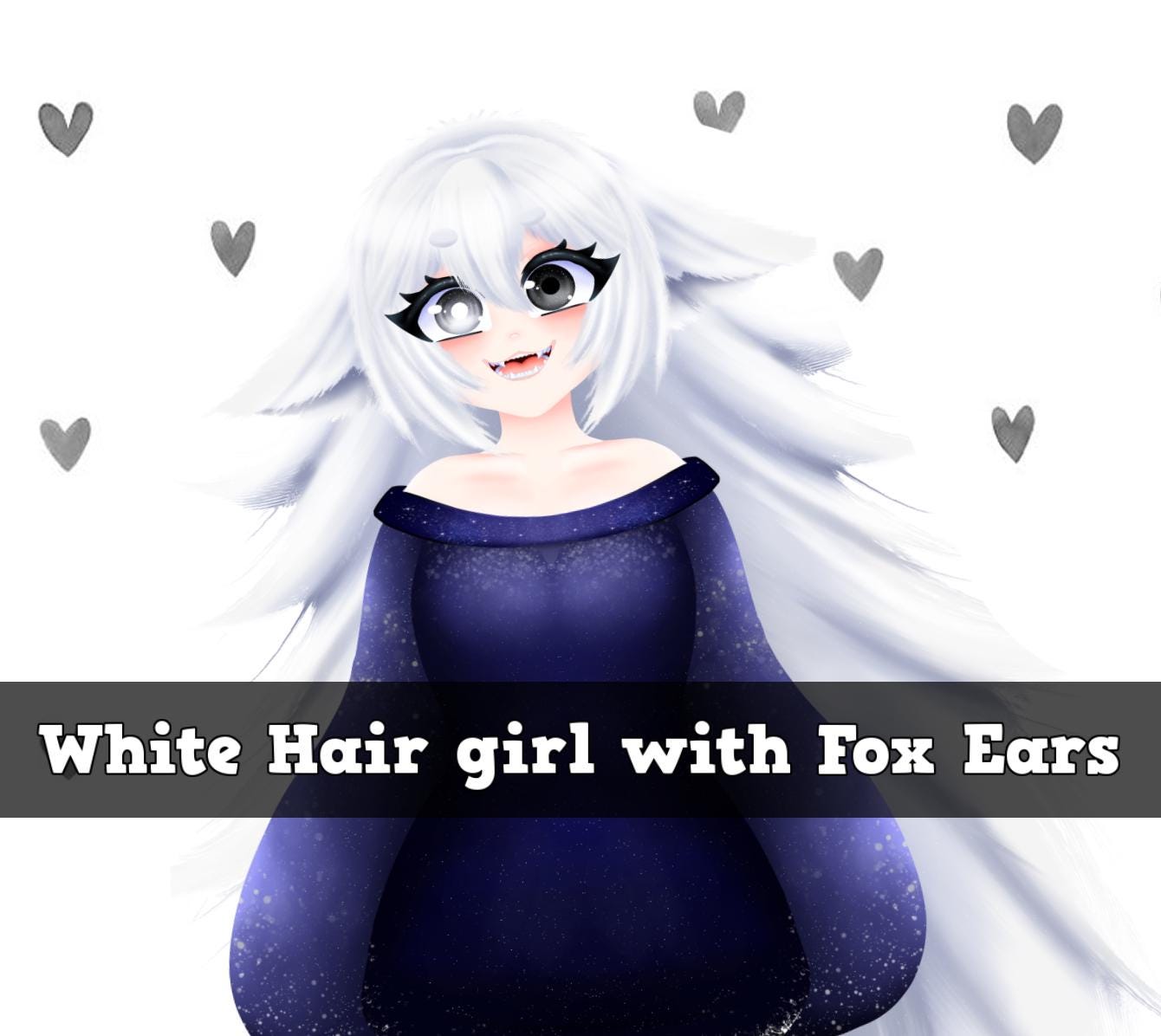 Fox Vtuber avatar 2d vtuber white hair fox girl