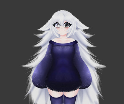 Fox Vtuber avatar 2d vtuber white hair fox girl